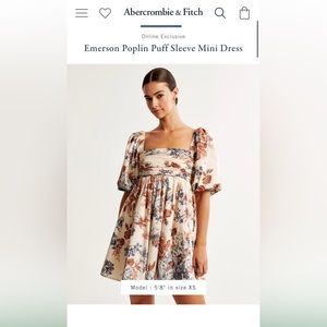 Abercrombie & fitch Emerson Poplin Puff Sleeve Mini Dress